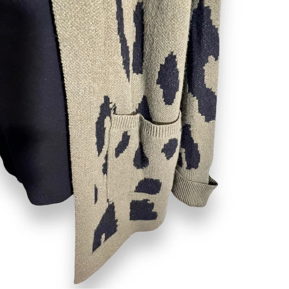 ZESICA Women’s Long Sleeve Open Front Leopard Print Cardigan Green Size Large - Picture 2 of 9